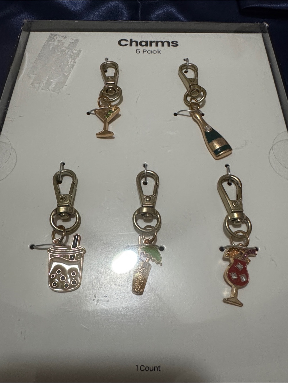 Gold Tone 5-Pack Beverage Keychain/bag charms